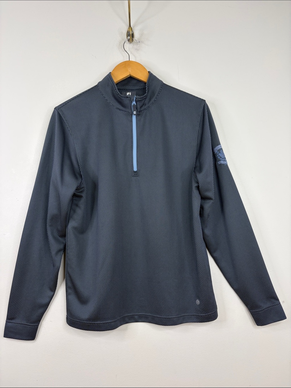 FootJoy Quarter Zip Shirt Mens Small Gray Thermo Series Micro Dot Long Sleeve